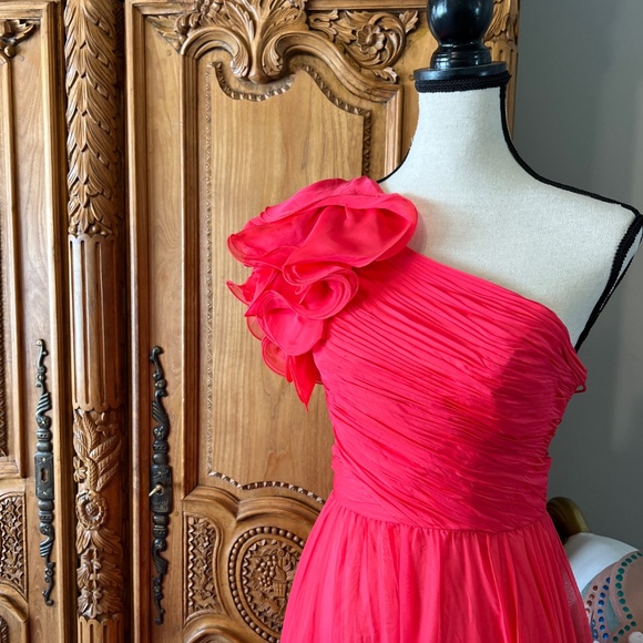 NWT Mac Duggal A67941 Pink Chiffon Evening Gown Maxi Dress Corset Back 4 Ieena - Picture 6 of 12